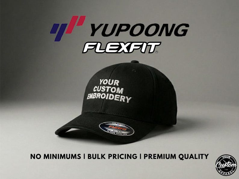 Custom Embroidered Yupoong Flexfit Hat: Personalized Fitted Adult Cap, XXL Available* Bild 1