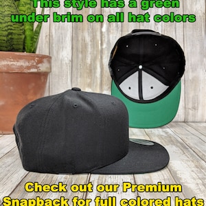 Custom Yupoong Snapback Hat / Green Under Visor / Classic Snap Back Caps / Personalized Embroidery / Custom Baseball Cap / Bulk Discounts image 2