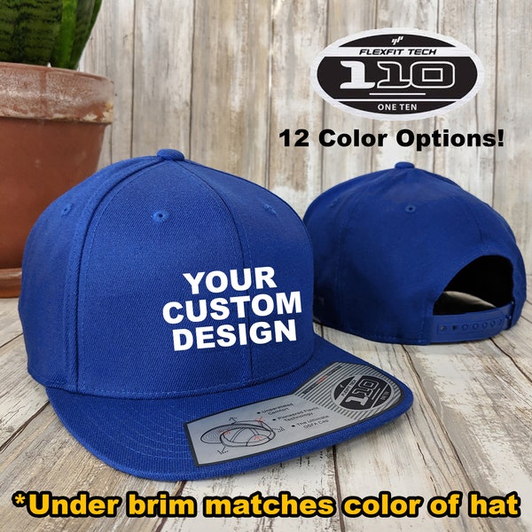 Custom Premium Snapback Cap / Yupoong 110 Snap Back / Custom Embroidered Hat / Matching Undervisor Color / Flexfit Technology