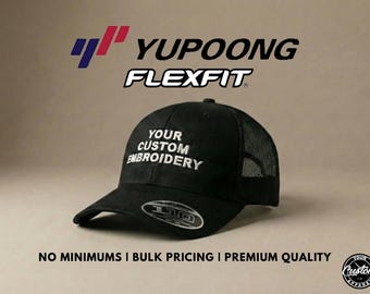 Custom Embroidered Flexfit 110M Trucker Hat: Personalized Mesh Snapback Cap