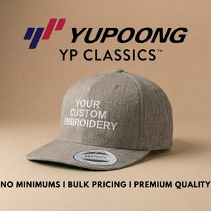 Custom Embroidered Yupoong Snapback: Personalized 5 Panel Hat w/ Green Under visor