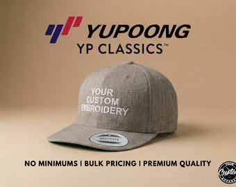 Custom Embroidered Yupoong Snapback: Personalized 5 Panel Hat w/ Green Under visor