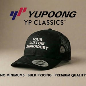 Custom Embroidered Yupoong Retro Trucker Hat: Personalized Mesh Snapback
