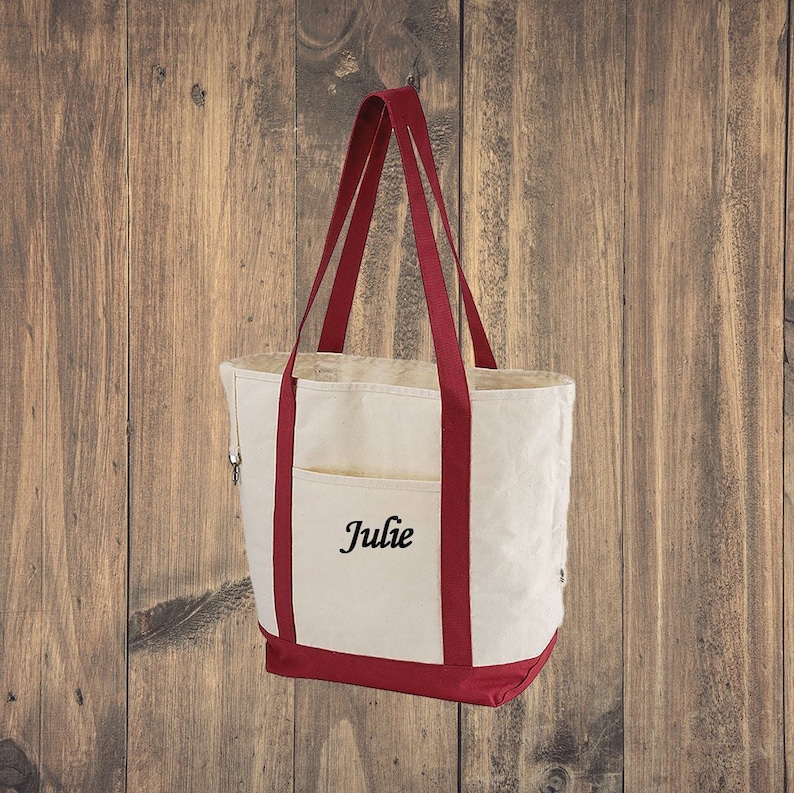 Organic Cotton Canvas Boat Tote Custom Market Totes Personalized Beach Bag Bridesmaid Bags Embroidered Tote Certified Reusable
