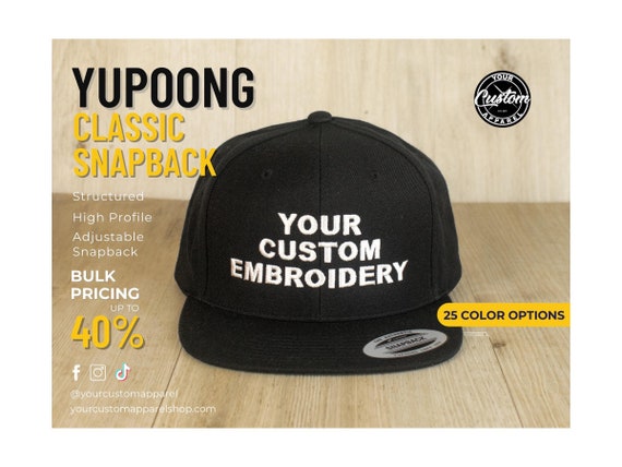 Custom Yupoong Classic Snapback Hat, Embroidered 6 Panel Cap, Flat Bill, Green Under Visor, Personalized Gift for Men, Embroidery Services - Etsy Custom Yupoong Classic Snapback Hat, Embroidered 6 Panel Cap, Flat Bill, Green Under Visor, Personalized Gift for Men, Embroidery Services - Etsy
