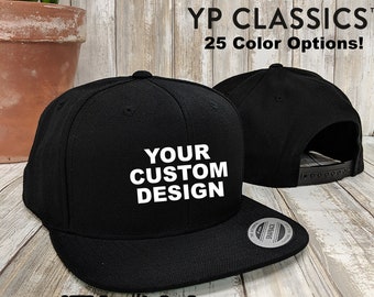 Custom Yupoong Snapback Hat / Green Under Visor / Classic Snap Back Caps / Personalized Embroidery / Custom Baseball Cap / Bulk Discounts