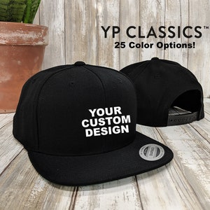 Custom Yupoong Snapback Hat / Green Under Visor / Classic Snap Back Caps / Personalized Embroidery / Custom Baseball Cap / Bulk Discounts image 1