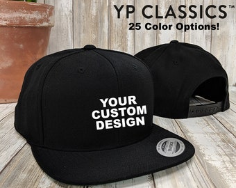 Custom Yupoong Snapback Hat / Green Under Visor / Classic Snap Back Caps / Personalized Embroidery / Custom Baseball Cap / Bulk Discounts