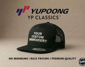 Custom Embroidered Yupoong 5-Panel Trucker Cap: Personalized Mesh Snapback