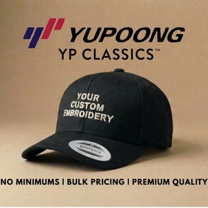 Custom Embroidered Yupoong Snapback Hat: Personalized Curved Visor Baseball Cap