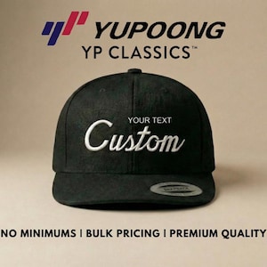 Custom Yupoong Classics Snapback Hat: Personalized Cap w/ Green Under Visor