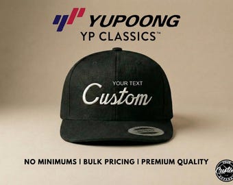 Custom Yupoong Classics Snapback Hat: Personalized Cap w/ Green Under Visor