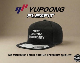 Custom Embroidered Yupoong 110 Snapback Hat: Personalized 6 Panel Cap, Bigger Head Size Range