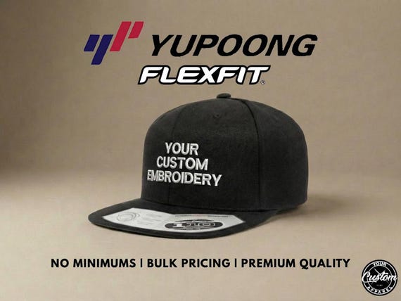 Custom Embroidered Yupoong 110 Snapback Hat: Personalized 6 Panel Cap, Bigger Head Size Range