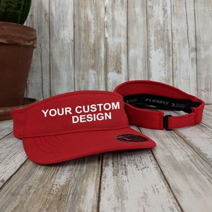 Yupoong Custom Visor, Embroidered Visor Cap, Adjustable Sun Hat, Custom Embroidery, Personalized Visors, Velcro Adjustment