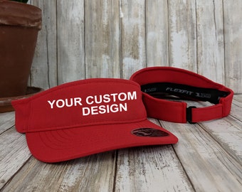 Yupoong Custom Visor / Embroidered Visor Cap / Adjustable Sun Hat / Custom Embroidery / Personalized Visors / Velcro Adjustment