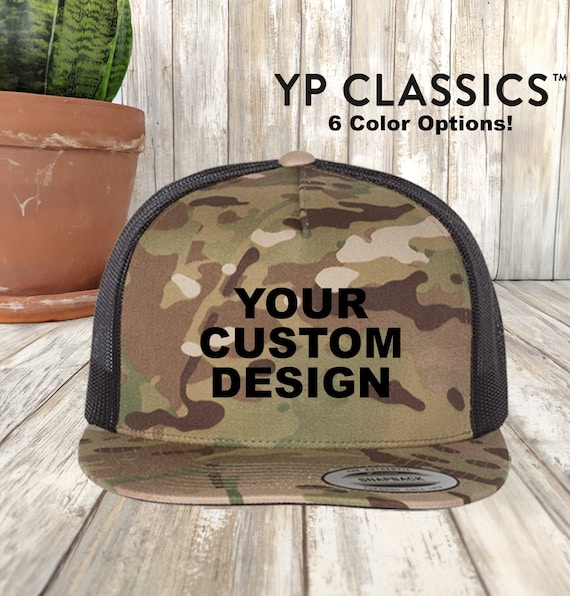 5-Panel Camouflage Trucker Baseball Cap Embroidered Snapback Hat Natural/Camo - 5 Panel Snapback – Embroidery Plug main image 4