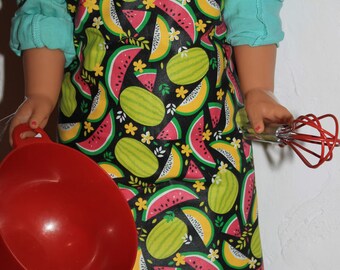 Apron in laminated cotton patterns melon watermelon kids