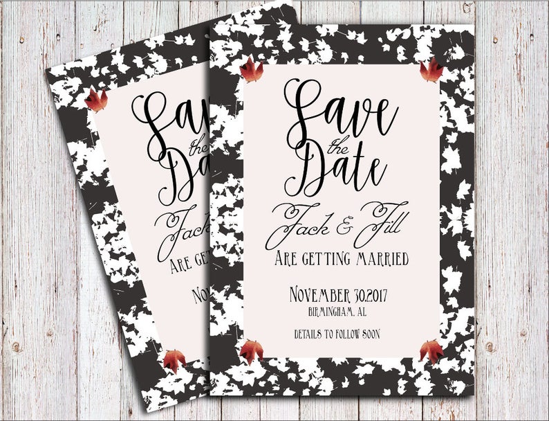 Wedding invitation template Digital File Fall Wedding Autumn Wedding Bridal Shower Save the Date invitation Card invitation printable