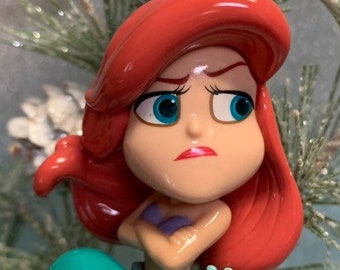 Custom ARIEL disney the little mermaid 2.5” Christmas ornament princess ooak upcycled under the sea