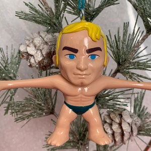 Custom STRETCH ARMSTRONG retro toys Christmas holiday 2.75 ornament childhood toy remake upcycled image 1