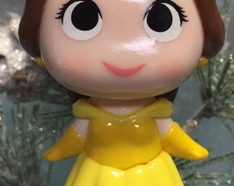 Custom BELLE disney beauty and the beast 3” Christmas ornament princess ooak cute upcycled
