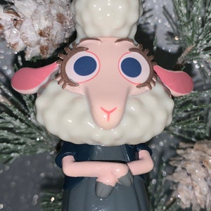 Custom BELLWETHER Christmas holiday 3” ornament disney zootopia sheep ooak upcycled