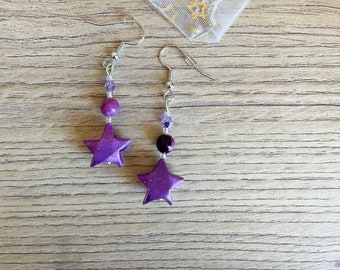 Bijoux origami Boucles d'oreilles printemps origami Etoile / star papier japonais cristal swarovski