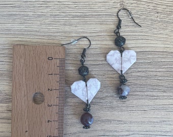 Bijoux origami Boucles d'oreilles origami coeur