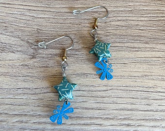 Bijoux origami Boucles d'oreilles origami papier japonais étoile