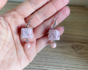 Origami jewelry Origami cube earrings