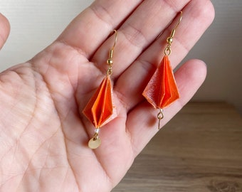 Origami jewelry Green tassel origami earrings