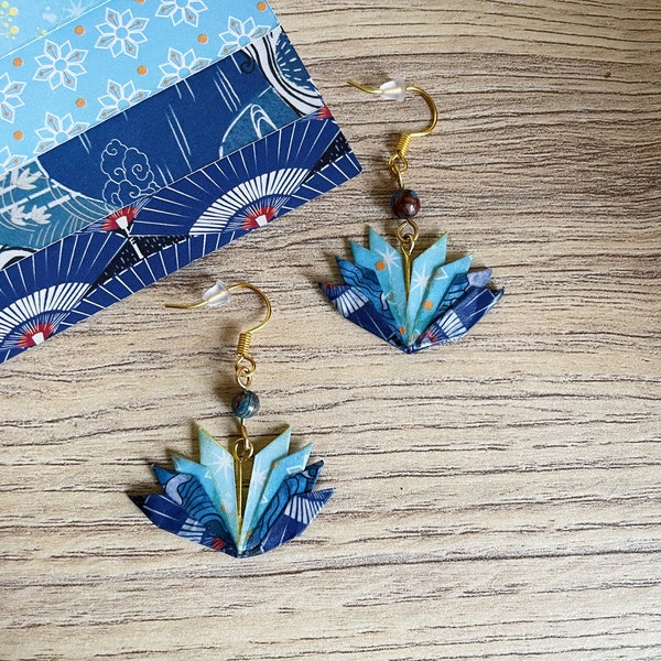 Bijoux origami Boucles d'oreilles origami fleurs