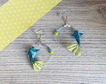 Origami jewelry Origami koi carp hoop earrings