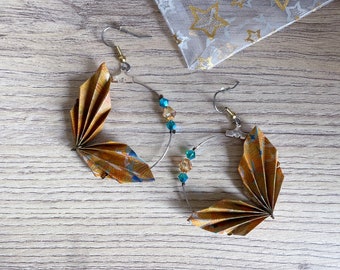 Origami jewelry Origami and swarovski spring hoop earrings