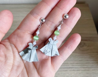 Undrilled origami jewelry Cat's eye dress origami earrings