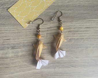 Origami jewelry Origami koi carp earrings Japanese paper cat's eye