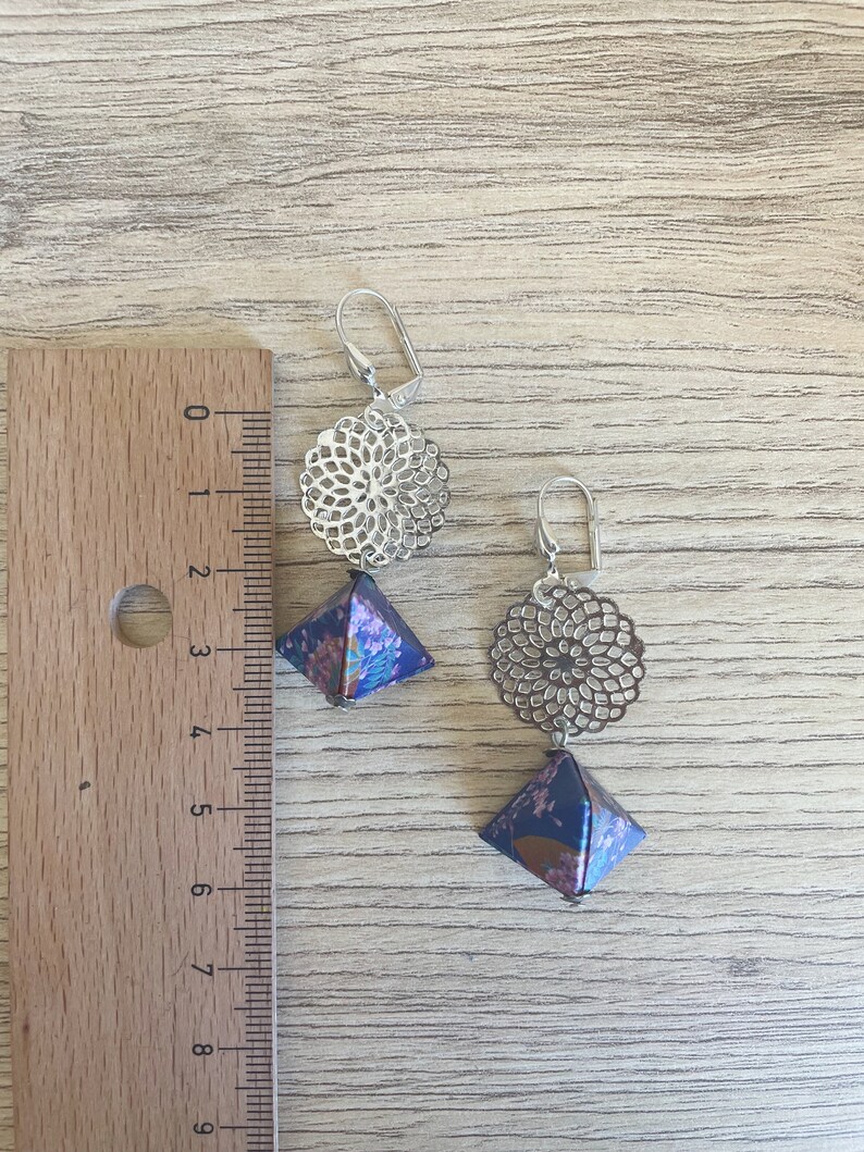 Origami jewelry Triangle origami earrings image 5