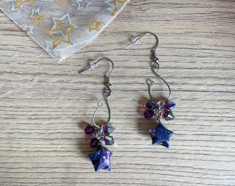 Origami jewelry Origami spring earrings Star / Japanese paper star