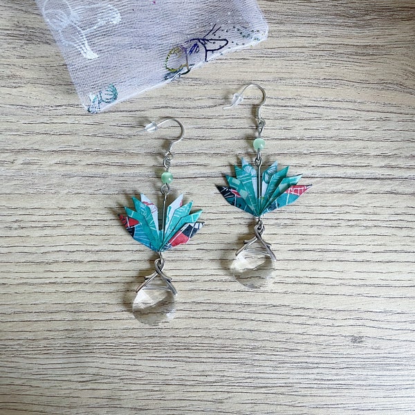 Bijoux origami Boucles d'oreilles origami fleurs