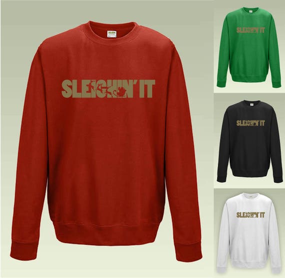 New Funny Christmas Sweatshirt Sleighin’ It Mens Size 3XL