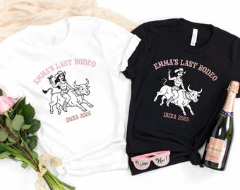 Hen Party Last Rodeo Funny Personalised ROSE GOLD Hen Party T Shirts, Western Theme Cowgirl Hen Do T Shirts, Matching Hen Party Shirts