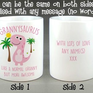 Grannysaurus Mug - Awesome, Cool, Funny, Dinosaur Cup Gift for Gran Granny Grandma, Mother's Day Gift