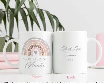 Cute Watercolour Rainbow World's Best Auntie Mug | Personalised Mother's Day Gift Mug | Cup | Aunt | Aunty