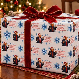 Papel de regalo navideño con el descarado Donald Trump / Divertido papel de regalo navideño