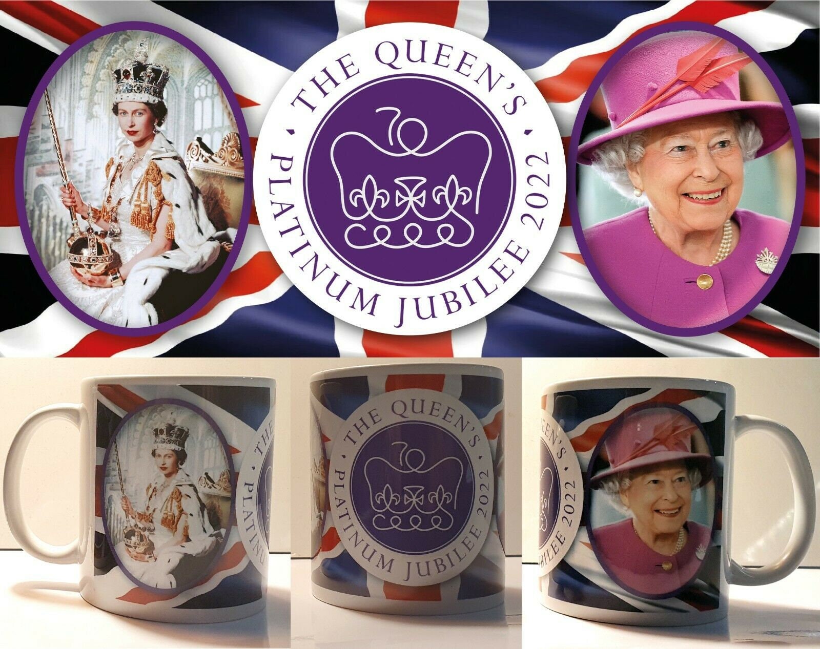Queen Elizabeth II Kaffeetasse Mit Untersetzer – 325 Ml Keramik-Set | Spülmaschinenfest & Rundum Bedruckt