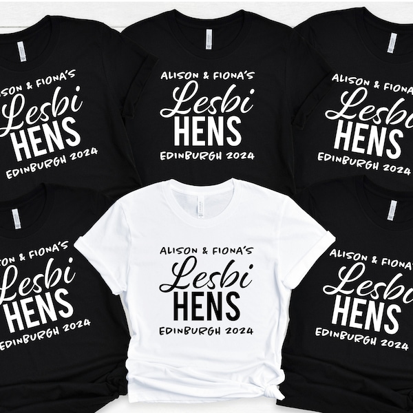 Lesbi Hennen Passende personalisierte Hen Party T-Shirts, LGBQT Hen Do T-Shirts, Lesben Hen Party Shirts, Gay Hen Do T-Shirts