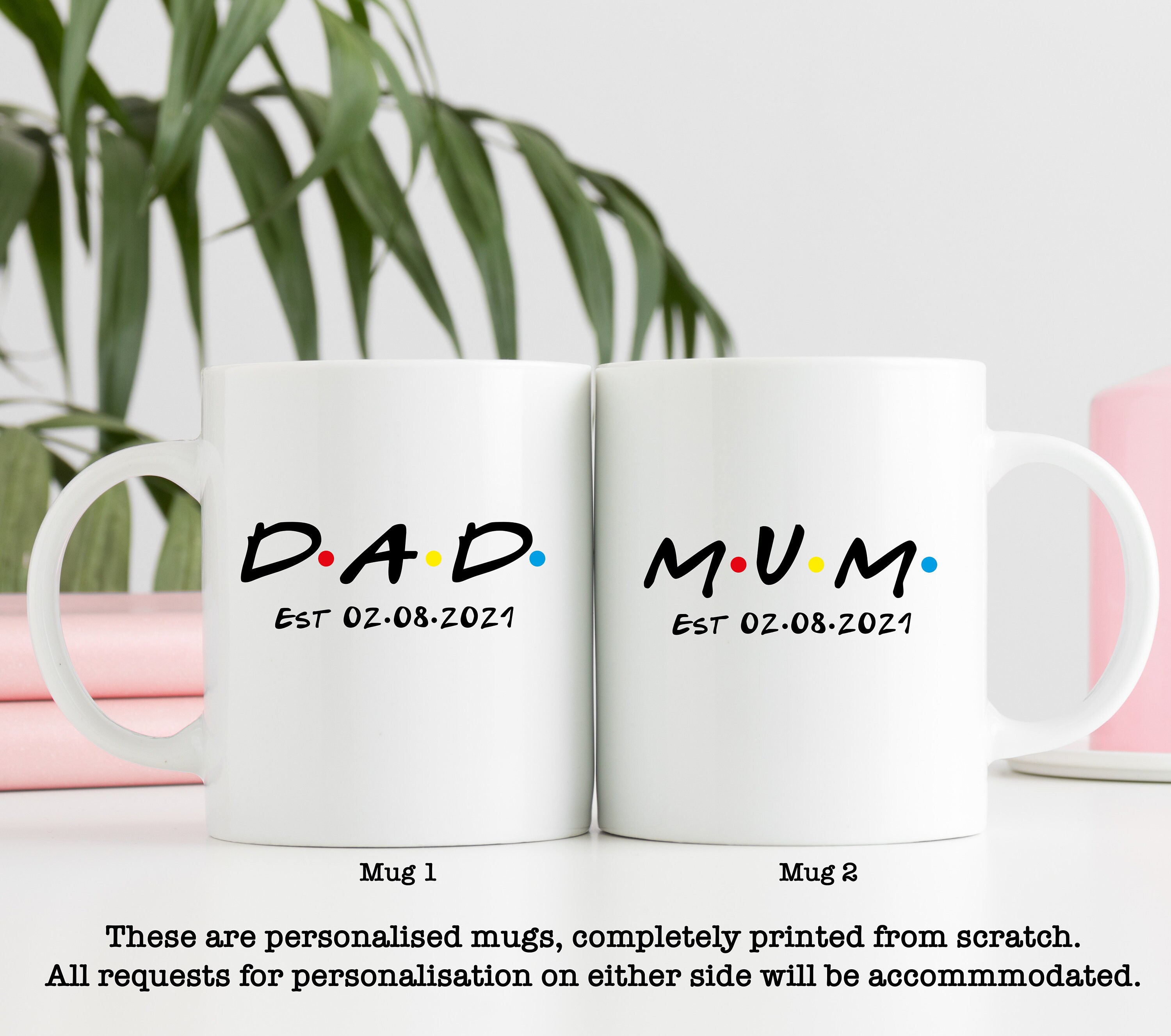 Personalised Mum / Dad Matching Mugs Mug Set Couples Gift Etsy UK
