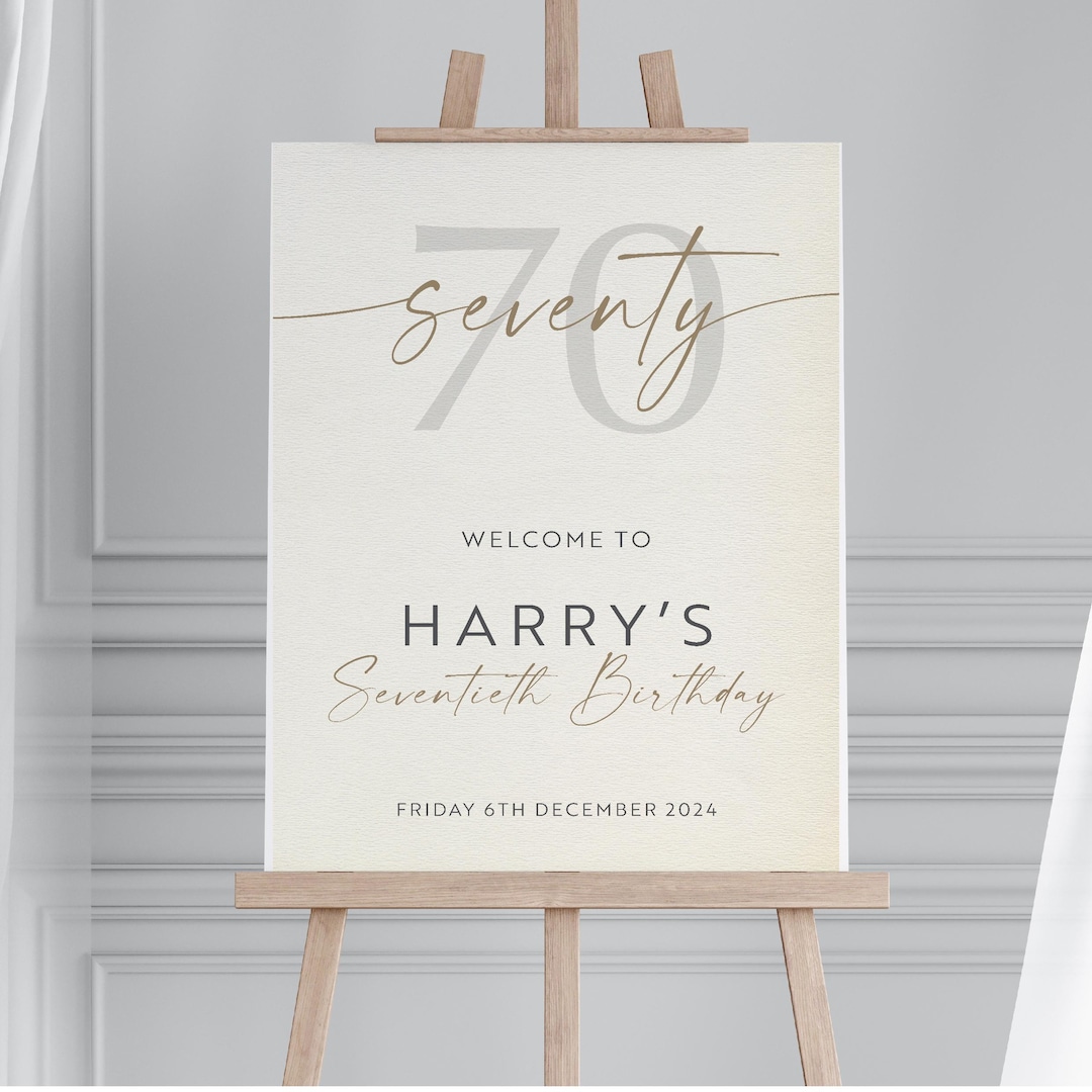 Personalised Board 70th Birthday Welcome Sign: A1/A2 Portrait, Physical ...