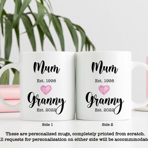 Mum / Granny Established Mug | Personalised Mother&#39;s Day Christmas Gift Mug | Cup | Gran | Nana | Grandmother